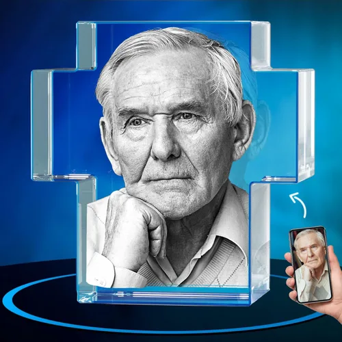 Vista 7 de ArtPix 3D Lápida de fotos de cristal, regalos conmemorativos personalizados para la pérdida de mamá, papá, abuela, abuelo, esposa, mascota, gato