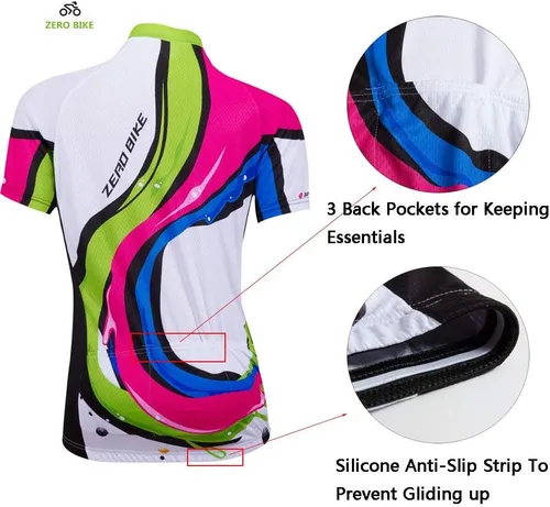 Vista 10 de Jersey de ciclismo para mujer, de manga corta, secado rápido, transpirable, para montaña.