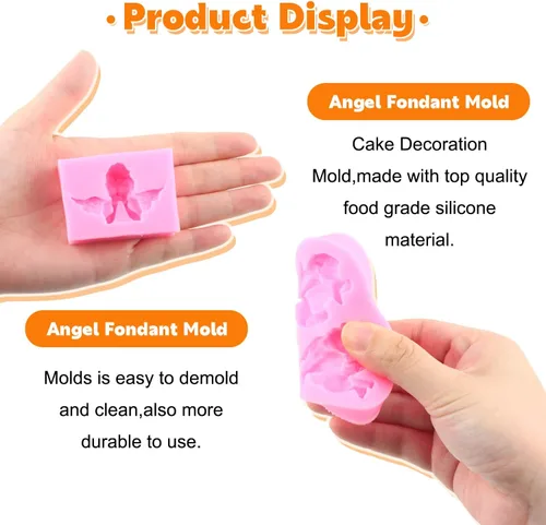 Vista 2 de Angel Baby - Moldes de silicona para decoración de pasteles, decoración de cupcakes, pasta de chicle de chocolate, juego de 4
