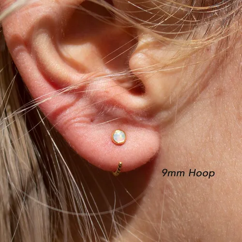 Vista 9 de Half Huggie Gold Hoop Earrings for Girls Women Tiny Cartilage Birthstone Stud Piercing Earring Hypoallergenic Earring Screw Back Dainty Hug Hoops