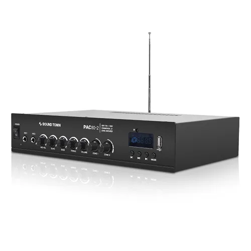 Vista 2 de Sound Town 70V/100V amplificador de potencia comercial (PAC80-2)