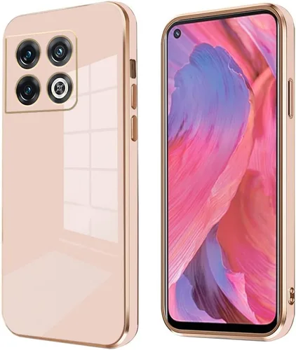 Vista 8 de Compatible con OnePlus 10 Pro Funda de silicona rosa, chapado para OnePlus 10 Pro, funda delgada y suave a prueba de golpes (negro)