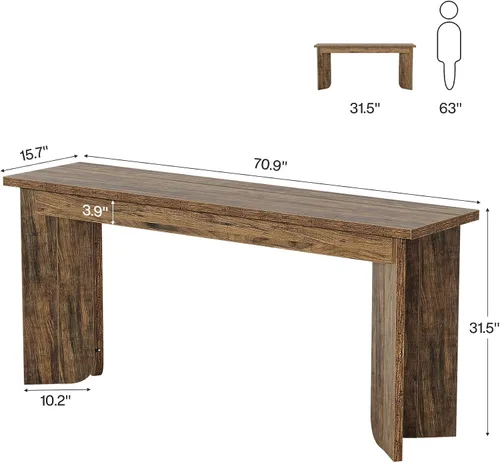 Vista 2 de Tribesigns Mesa consola de sofá de 70.9 pulgadas, mesa de entrada extra larga de madera con mesa ampliada, consola de granja detrás del sofá