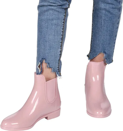 Vista 6 de Evshine - Botas de lluvia cortas para mujer, botas de lluvia de Chelsea ligeras, botas de goma impermeables