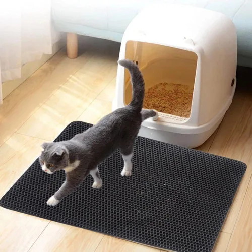 Vista 7 de Tapete de arena para gatos, tapete para atrapar arena de gatito, tapete impermeable de doble capa anti rastreo para gatitos, bandeja de arena