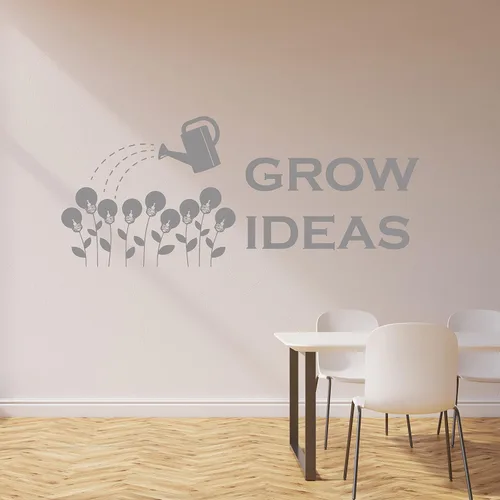 Vista 3 de Grow Ideas - Calcomanía de pared de vinilo para oficina, letras inspiradoras para la escuela, la sala de negocios, el aula, bombillas inspiradoras