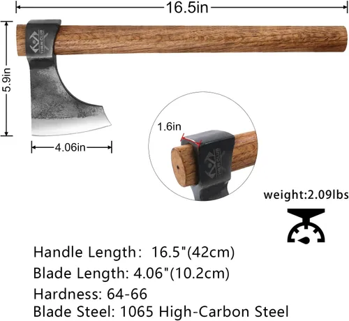 Vista 2 de Throwing Axe Set, 16.5" Throwing Tomahawk with 1065 High Carbon Steel & Wooden Handle, Perfect for Axe Throwing Game for Backyard, Competition and