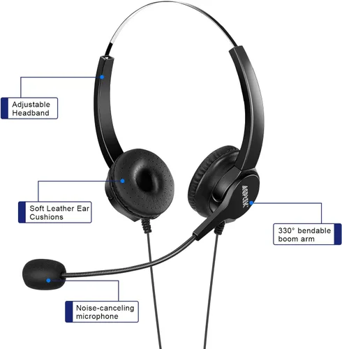 Vista 2 de AGPtek® auriculares binaurales con cable, manos libres, micrófono y cancelación de ruidos externos (5 opciones de colores).