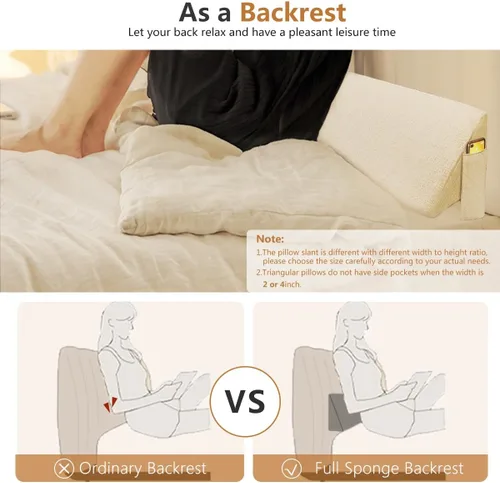 Vista 6 de Almohada de cuña de cama para cabecero, almohada de cuña de colchón para cama individual/XL, relleno de espacio de cama, cierra el espacio