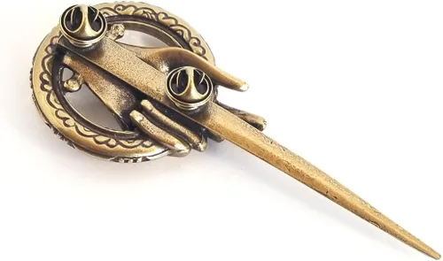 Vista 4 de Broche de la mano del rey reina de GoT - Pin de metal chapado en oro antiguo o plata