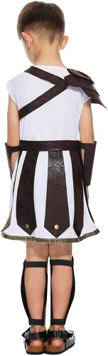 Vista 6 de Snailify Disfraz unisex de guerrero romano para niños, disfraz de cosplay griego antiguo
