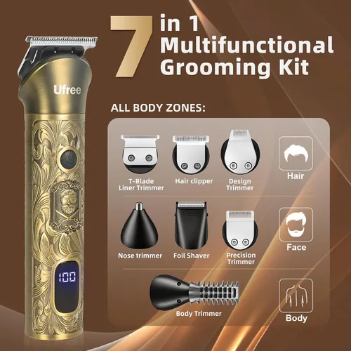 Vista 2 de Ufree Recortadora de barba profesional para hombres, maquinilla de afeitar Bronce