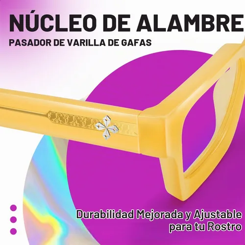 Vista 4 de VISOONE - Lentes de bloqueo de luz azul con marco rectangular TR97 y estilo elegante Preppy para mujeres y hombres, diseño River