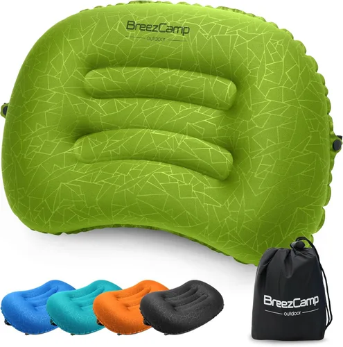 Vista 13 de Almohada inflable para acampar, almohada de aire inflable de viaje, soporte lumbar para el cuello, almohada compacta ultraligera para senderismo al