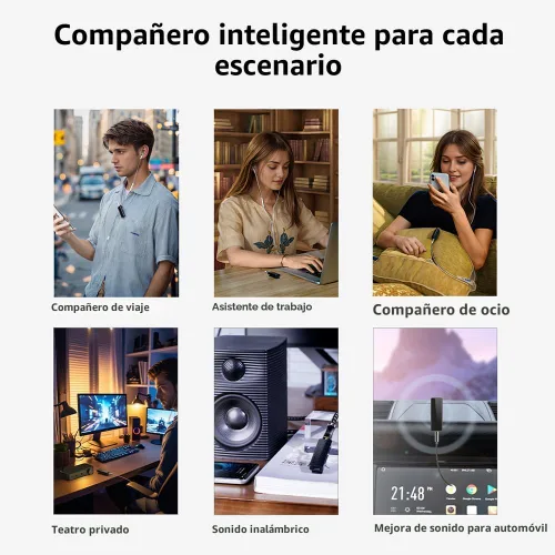 Vista 7 de FiiO BTR11 - Receptor Bluetooth 5.3 LDAC con micrófono incorporado de 3.5mm, adaptador amplificador de auriculares de audio inalámbrico (negro)