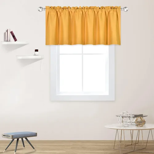 Vista 25 de DECOVSUN Cenefa morada para ventanas de 60 x 18 pulgadas, aislamiento térmico sólido, bolsillo para cortinero, cenefa corta para cocina, cenefa