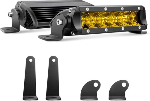 Vista 10 de Chelhead Barra de luz LED delgada, barra de luz de 7 pulgadas, haz de inundación, luz antiniebla amarilla, fila única, 30 W, 3600 lm, barra de faros