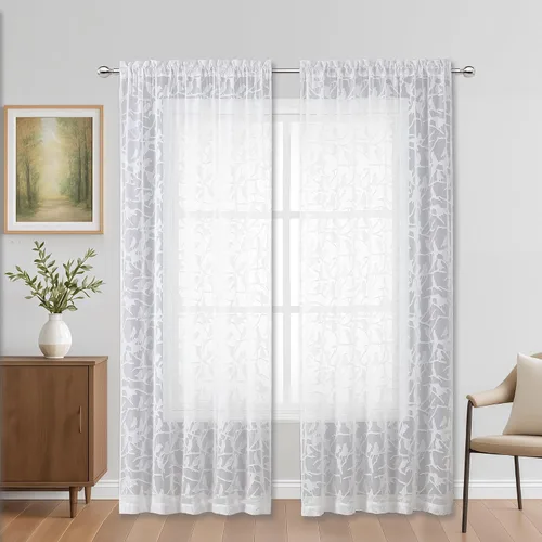 Vista 70 de OVZME Anji Clip Voile Sheer Tiers RD 2X30X36 Negro