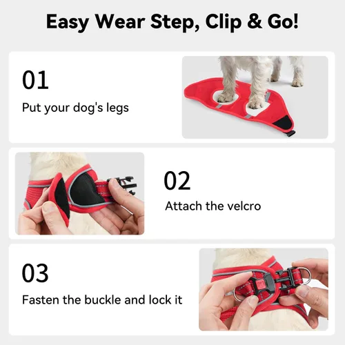 Vista 66 de Joytale Arnés para Perros Pequeños, Chaleco de Malla Transpirable Step-in, Arneses Acolchados Suaves Reflectantes para Gatos y Perros Cachorros
