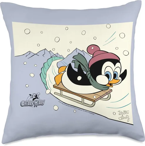 Vista 5 de Chilly Willy Penguin Sledding - Almohada de vacaciones, 16 x 16 pulgadas, multicolor