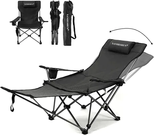 Vista 9 de Zero Gravity - Silla de camping reclinable con almohada acolchada, soporte para tazas, bolsillo de almacenamiento y bolsa de transporte, sillón