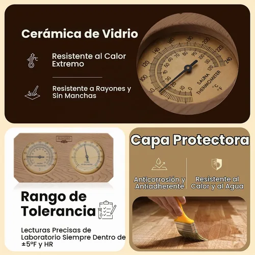 Vista 3 de Termómetro de sauna higrómetro - Medidor de temperatura y humedad