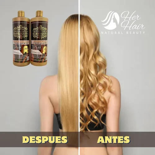 Vista 6 de Generic Ciruga Capilar Marroquina Chocolate 33.8 oz, Champú Chocolate 33.8 oz - Kit 2 Pasos para uso profesional, hidratación profunda, control