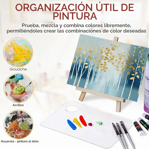 Vista 4 de Paleta Acrílica de Forma Rectangular 2 piezas 11.8 x 7.9 pulgadas Transparente - Bandeja de Mezcla Cristalina para Pintura Antiadherente Acrílica