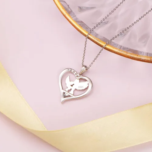 Vista 6 de Mama Bear Mama - Collar de plata de ley con colgante de oso en corazón con 1 2 3 cachorros