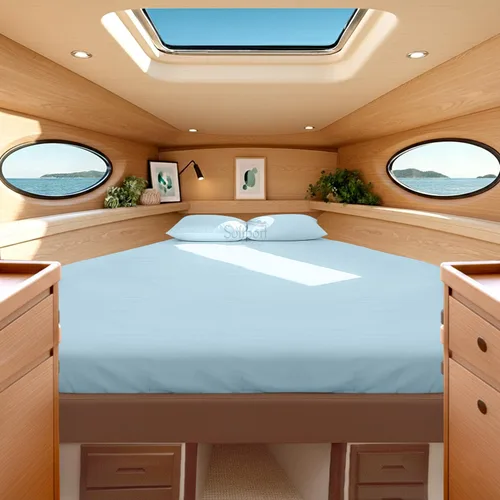 Vista 12 de Universal V Berth - Juego de sábanas de 4 piezas para barco, 100% algodón egipcio, la mejor ropa de cama de barco V, se adapta a colchones de hasta