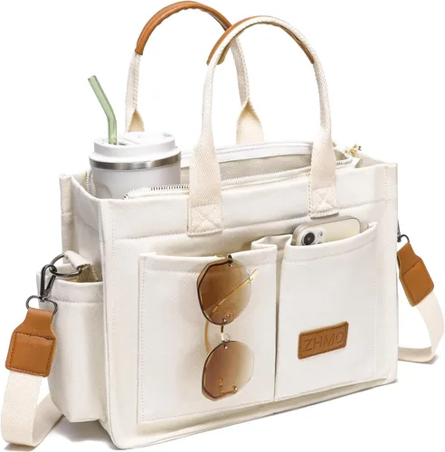 Vista 22 de Bolso de lona para mujer, bolsos cruzados para mujer, bolsos de trabajo para computadora portátil, bolso grande de mano para enfermera o profesora