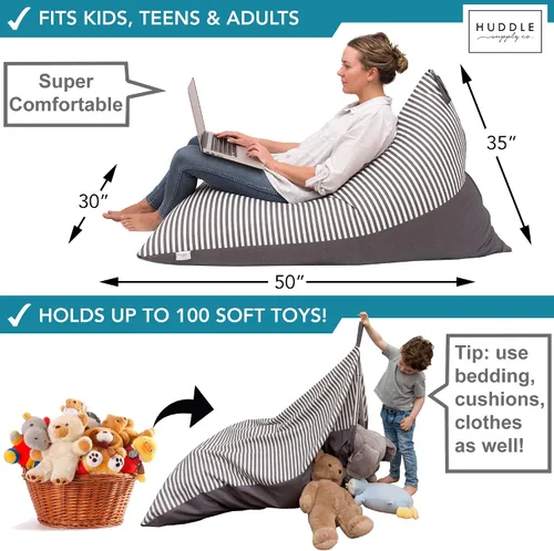 Vista 2 de Huddle Funda Original para Almacenamiento de Puf de Animales de Peluche (Sin Relleno) Silla Puf Grande de Diseñador para Niños y Adultos