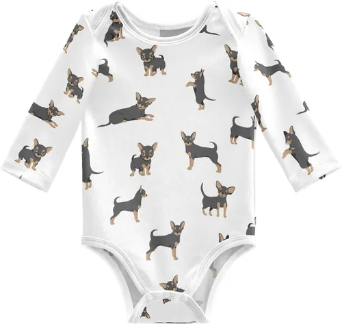 Vista 32 de vvfelixl Body de bebé negro Pug blanco manga larga algodón ropa de bebé para niños niñas 0-24 meses Multi1