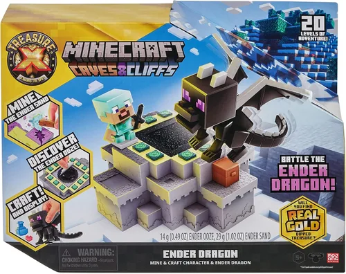 Vista 4 de Treasure X Minecraft Caves & Cliffs Ender Dragon. Personaje de mina y artesanía. Mina, descubre y crea con 20 niveles de aventura, encontrarás