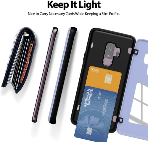 Vista 225 de GOOSPERY Parachoques magnético para puerta compatible con Galaxy S9 Plus, tarjetero tipo billetera con cierre automático por iman, funda protectora