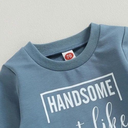 Vista 4 de Conjunto de ropa para bebé recién nacido, sudadera de manga larga y pantalones para niños pequeños, para otoño e invierno, 2 piezas