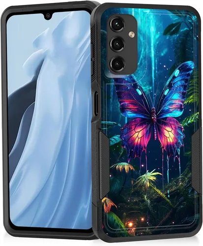 Vista 41 de Funda para Galaxy A14 5G, resistente de doble capa híbrida de policarbonato duro, goma suave, a prueba de golpes, funda protectora resistente