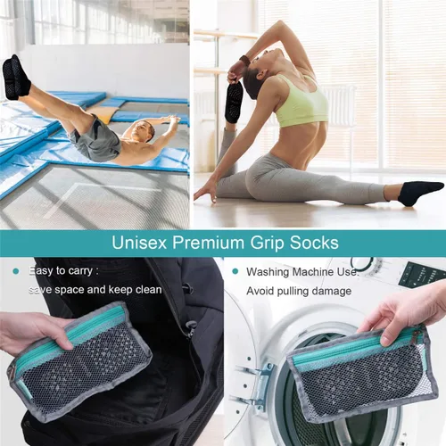 Vista 4 de Hylaea Calcetines antideslizantes unisex para yoga, hospitales, pilates y barre, al tobillo, acolchados