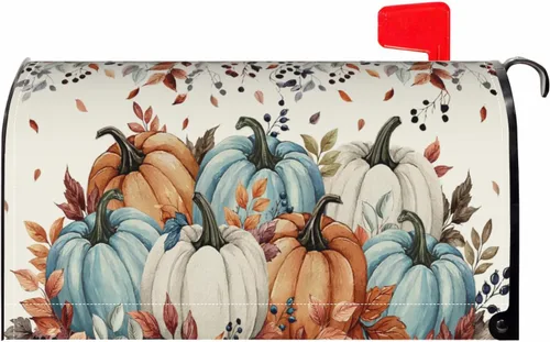 Vista 24 de Halloween Pumpkin Black Cat Mailbox Covers Magnetic Standard Size 18 X 21 Fall Maple leaves Spooky Themed Holiday Decorations Mailbox Wrap Post