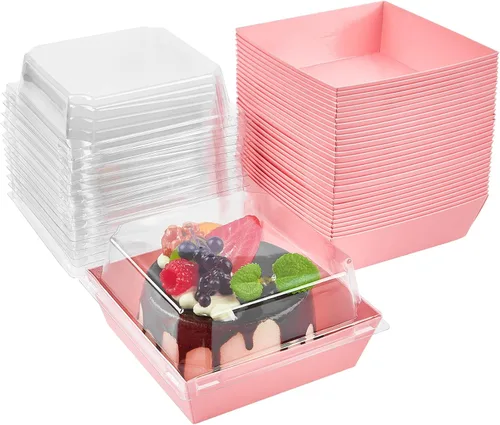 Vista 9 de Kucoele Paquete de 50 cajas pequeñas de embutidos de 4 pulgadas con tapas Marrón