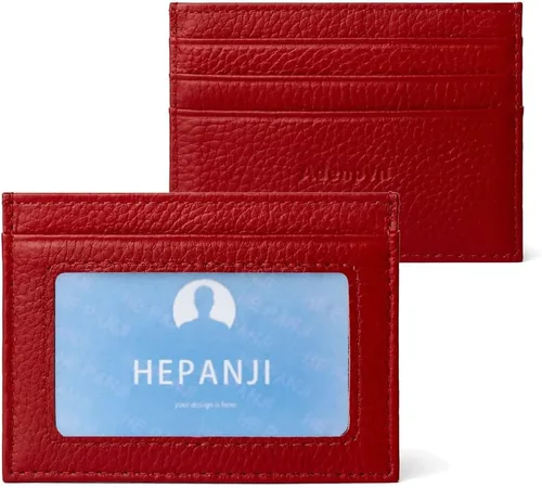Vista 9 de Cartera de tarjeta de crédito de cuero genuino, billetera minimalista, inserciones de billetera delgada, 003, Estuche para tarjetas de crédito