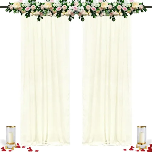 Vista 13 de DUOBAO Cortina de gasa rosa, 2 paneles de 29 x 96 pulgadas, cortinas de telón de fondo de boda, cortinas de playa transparentes para sala de estar