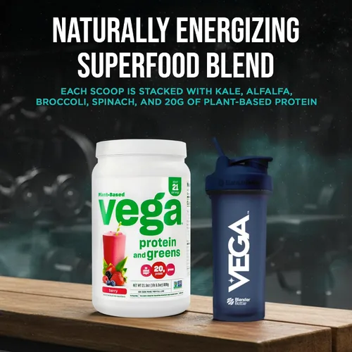 Vista 10 de Vega Proteínas y verduras, baya, proteína a base de plantas Polvo de proteínas más vegetales - Polvo de proteína, ceto-amigable, vegetariano, sin