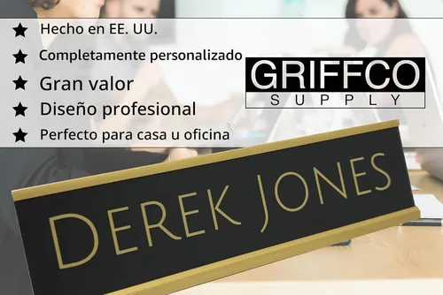 Vista 3 de Placa personalizada con nombre de 2 x 8 pulgadas, con soporte para pared o escritorio, personalizable