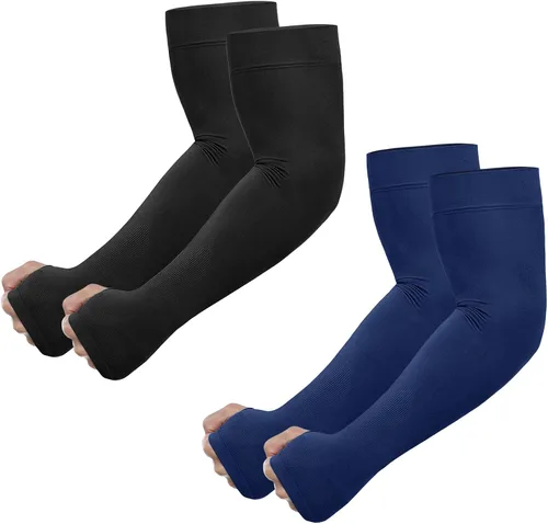 Vista 11 de Newbyinn Mangas de protección solar UV con orificio para el pulgar para hombres, mujeres y jóvenes, manga refrescante para cubrir tatuajes