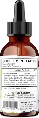Vista 2 de Gotas de desintoxicación linfática liposomal y drenaje - Mezcla de hierbas de 2000 mg con saúco y equinácea - Apoya el drenaje linfático, el sistema