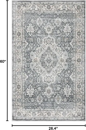 Vista 79 de SAFAVIEH - Colección Isabella, alfombra decorativa - 2'2" x 5', azul y crema, diseño oriental, no desprende pelusa y fácil cuidado, ideal para áreas
