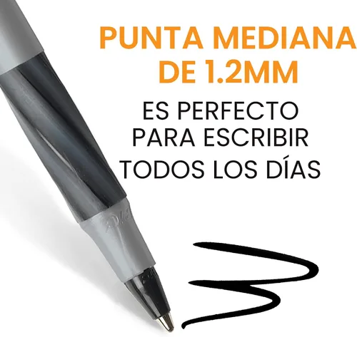 Vista 3 de BIC Bolígrafos Round Stic Grip Xtra Comfort, color negro, punta media (1.2 mm), paquete de 36 unidades, bolígrafos perfectos para escribir