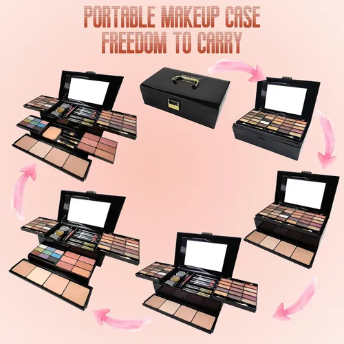 Vista 7 de Joyeee Juego de regalo de maquillaje todo en uno, kit completo para mujer, kit completo con bolsa de maquillaje, corrector, lápiz labial, rubor