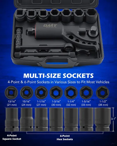 Vista 3 de Orion Motor Tech Multiplicador de par de 5,015.42 ft·lbs de accionamiento de 1" de 11 piezas Negro